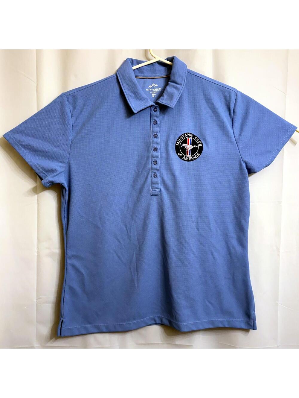 Tri-Mountain Women's Blue Mustang Club Performance Polo Shirt Size L Large